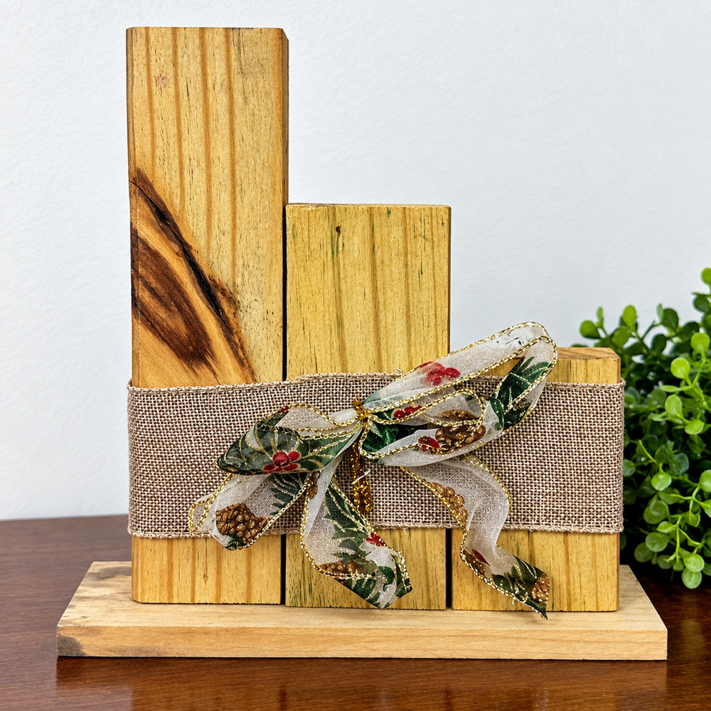 Handmade Wooden Christmas Primitive Wood Decor Poplar 9.5" Tall x 9.25" W